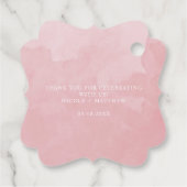 Elegant Dusty Roos Waterverf Monogram Weddenschap Bedankjes Labels (Achterkant)