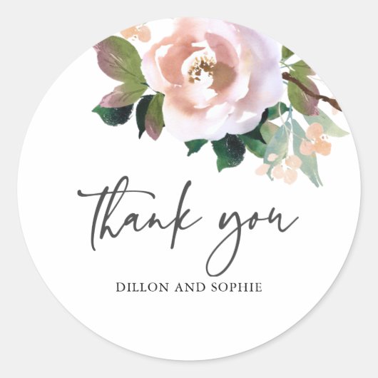 Elegant Dusty Roos Waterverf Wedding Sticker (Voorkant)