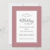 Elegant Dusty Roos Wedding Chic Lijst Calligrafie Save The Date (Voorkant)