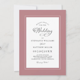 Elegant Dusty Roos Wedding Chic Modern Calligrafie Kaart