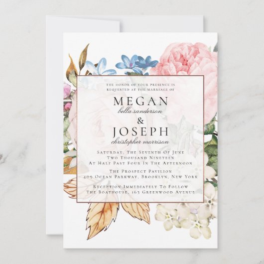 Elegant Dusty Roos Wedding Kaart (Voorkant)