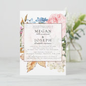 Elegant Dusty Roos Wedding Kaart (Staand voorkant)