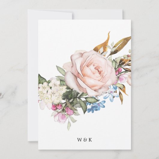 Elegant Dusty Roos Wedding Kaart (Achterkant)