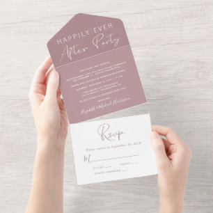 Elegant Dusty Roos Wedding Reception All In One Uitnodiging