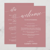 Elegant Dusty Roos Welkomstbrief & reisroute (Voorkant / Achterkant)