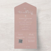 Elegant Dusty Roos Whimsical Wedding All In One Uitnodiging (Binnen)