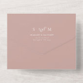 Elegant Dusty Roos Whimsical Wedding All In One Uitnodiging (Achterkant)