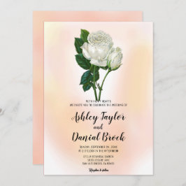 Elegant dusty roos white flower floral Wedding Inv Kaart