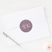 Elegant Dusty Rose Botancial Monogram Wedding Ronde Sticker (Envelop)