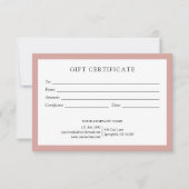 Elegant Dusty Rose Business Gift Certificate Logo (Voorkant)