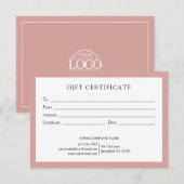 Elegant Dusty Rose Business Gift Certificate Logo (Voorkant / Achterkant)