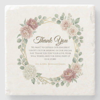 Elegant Dusty Rose Geometric Floral Watercolor  Stenen Onderzetter