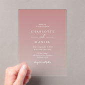 Elegant Dusty Rose Gradient Acrylic Wedding Acryl Uitnodigingen (Insitu (Draagbaar))