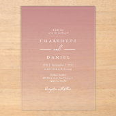Elegant Dusty Rose Gradient Acrylic Wedding Acryl Uitnodigingen (Voorkant)