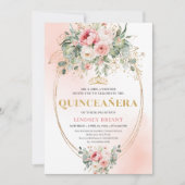 Elegant Dusty Rose Greenery Quinceañera Card Kaart (Voorkant)