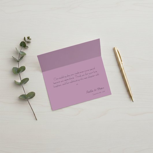 Elegant Dusty Rose Mauve Frame Script Wedding Bedankkaart