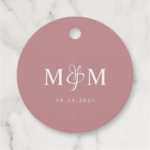 Elegant Dusty Rose Monogram Script Wedding Bedankjes Labels (Voorkant)