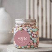 Elegant Dusty Rose Monogram Script Wedding Bedankjes Labels