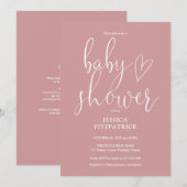 Elegant Dusty Rose Pink All In One Baby Shower Kaart (Voorkant / Achterkant)