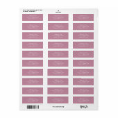 Elegant Dusty Rose Pink Return Address Etiket (Full Sheet)