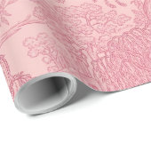 Elegant Dusty Rose Pink Rococo Revival Toile  Cadeaupapier (Rol Hoek)