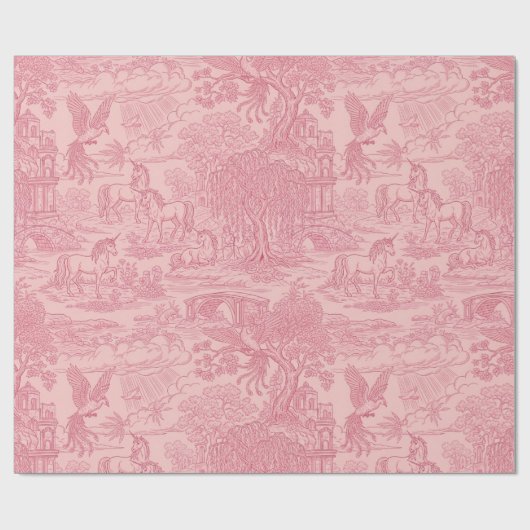 Elegant Dusty Rose Pink Rococo Revival Toile  Cadeaupapier (Vlak)