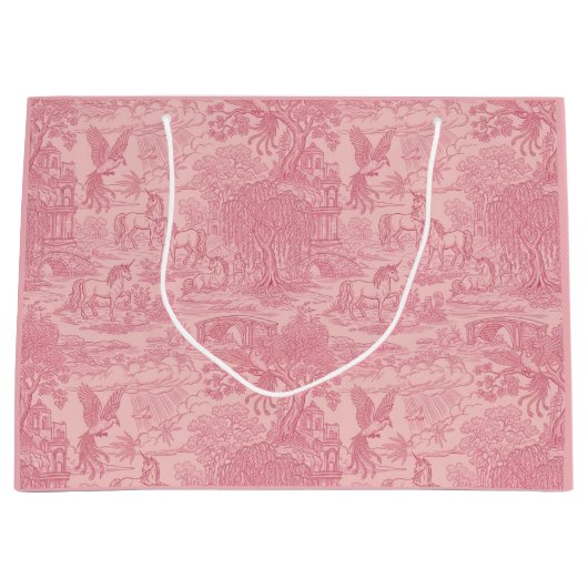 Elegant Dusty Rose Pink Rococo Revival Toile  Groot Cadeauzakje (Voorkant)