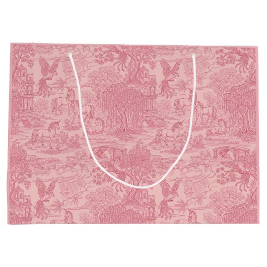 Elegant Dusty Rose Pink Rococo Revival Toile  Groot Cadeauzakje (Achterkant)