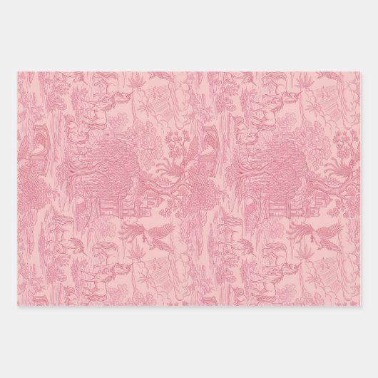 Elegant Dusty Rose Pink Rococo Revival Toile  Inpakpapier Vel (Voorkant)