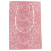 Elegant Dusty Rose Pink Rococo Revival Toile  Medium Cadeauzakje (Voorkant)