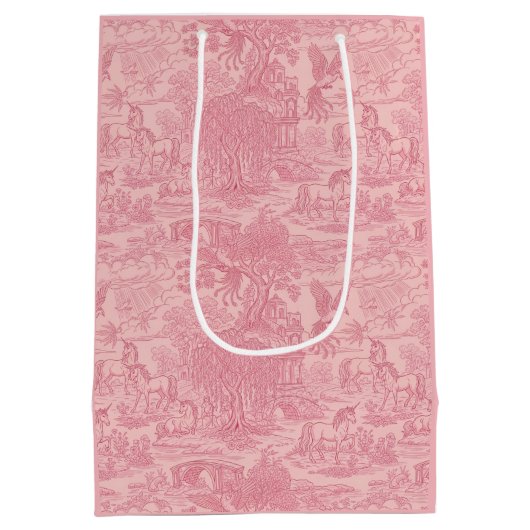 Elegant Dusty Rose Pink Rococo Revival Toile  Medium Cadeauzakje (Achterkant)