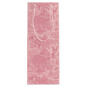 Elegant Dusty Rose Pink Rococo Revival Toile  Wijn Cadeautas (Achterkant)