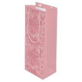 Elegant Dusty Rose Pink Rococo Revival Toile Wijn Cadeautas (Voorkant Gekanteld)