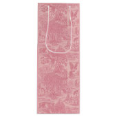 Elegant Dusty Rose Pink Rococo Revival Toile  Wijn Cadeautas (Voorkant)