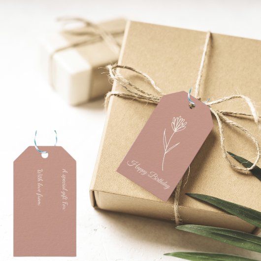 Elegant Dusty Rose Simple Flower Name Cadeaulabel