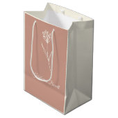 Elegant Dusty Rose Simple Flower Name Medium Cadeauzakje (Voorkant Gekanteld)