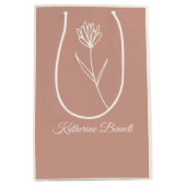 Elegant Dusty Rose Simple Flower Name Medium Cadeauzakje (Voorkant)