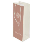 Elegant Dusty Rose Simple Flower Name Wijn Cadeautas (Voorkant Gekanteld)
