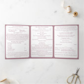 Elegant Dusty Rose Two Hearts Catholic Wedding Drieluik Programma (Binnen)