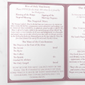 Elegant Dusty Rose Two Hearts Catholic Wedding Drieluik Programma (Binnenzijde eerst)