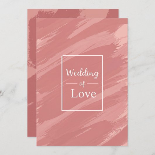 Elegant Dusty Rose Wedding of Love Invitation Kaart (Voorkant / Achterkant)