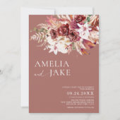 Elegant Dusty Rosewood Burgundy Blush Wedding Kaart (Voorkant)