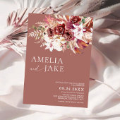 Elegant Dusty Rosewood Burgundy Blush Wedding Kaart