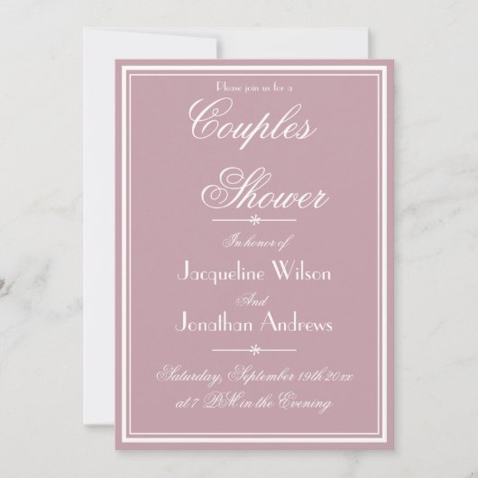 Elegant Dusty Roze Chique Script RSVP Couples Douc Kaart (Voorkant)