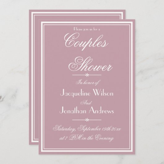 Elegant Dusty Roze Chique Script RSVP Couples Douc Kaart (Voorkant / Achterkant)
