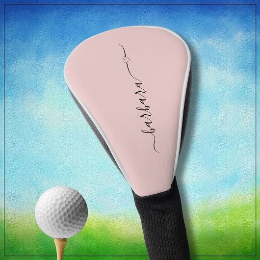 Elegant Dusty Roze Script Naam Hart * Golfheadcover