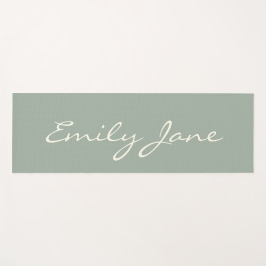 Elegant Dusty Sage Handgeschreven Script Name Cust Yogamat (Voorkant (horizontaal))