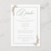 Elegant Dusty Sage Pastel Wildflower Crest Wedding Informatiekaartje (Voorkant)