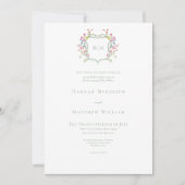 Elegant Dusty Sage Pastel Wildflower Crest Wedding Kaart (Voorkant)