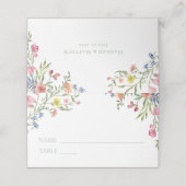 Elegant Dusty Sage Pastel Wildflower Crest Wedding Plaatskaartje (Buitenkant ongevouwen)